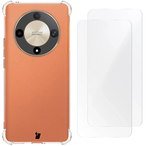 Etui + 2x folia Bizon Case Clear Pack do Honor Magic6 Lite przezroczyste