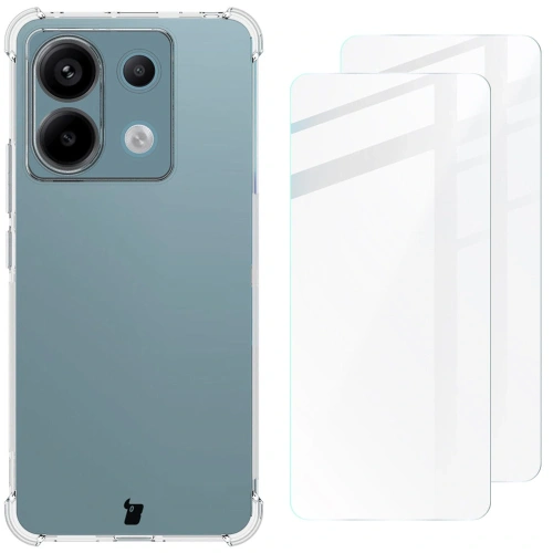 Etui + 2x szkło na ekran Bizon Case Clear Pack do Xiaomi Poco X6 / Redmi Note 13 Pro 5G przezroczyste