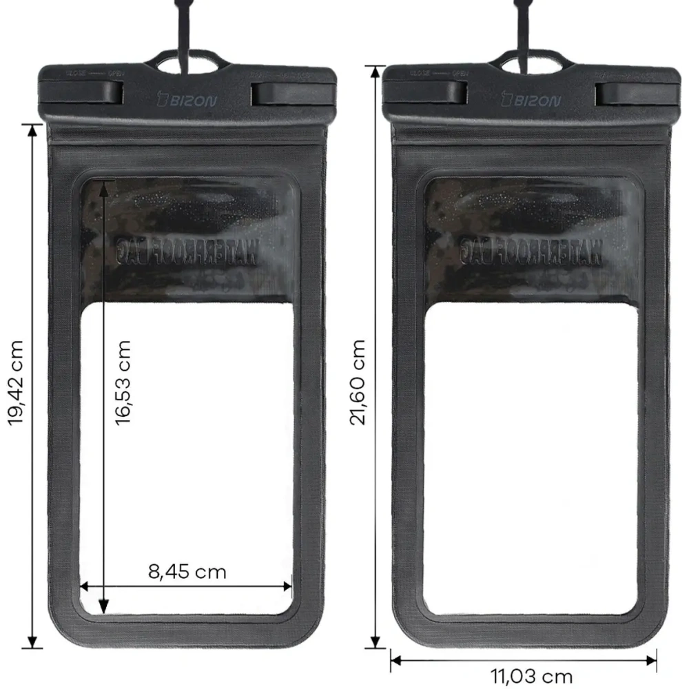 Hurtownia GSM - Etui wodoszczelne Bizon Case Hydrowrap [2 PACK] czarne - BIZ4722 - {ean13} - Hurt