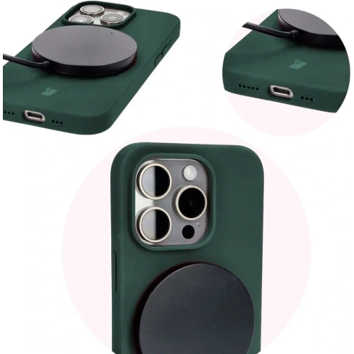Etui silikonowe do Apple iPhone 15 Pro Bizon Soft Case ciemnozielone