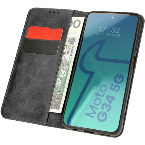 Etui z klapką Bizon Case Pocket Pro do Motorola Moto G34 5G czarne