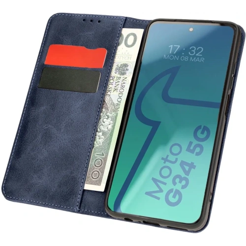 Etui z klapką Bizon Case Pocket Pro do Motorola Moto G34 5G granatowe