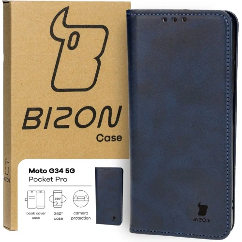 Etui z klapką Bizon Case Pocket Pro do Motorola Moto G34 5G granatowe