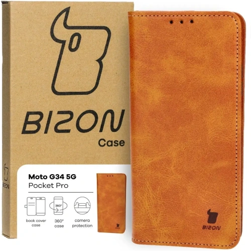 Etui z klapką Bizon Case Pocket Pro do Motorola Moto G34 5G brązowe