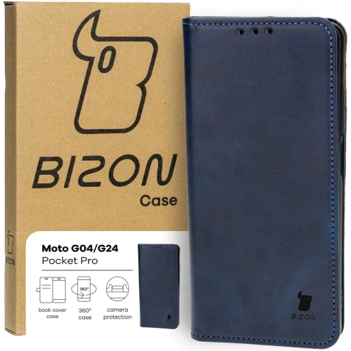 Etui z klapką Bizon Case Pocket Pro do Motorola Moto G04 / G24 granatowe