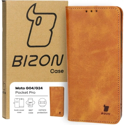 Etui z klapką Bizon Case Pocket Pro do Motorola Moto G04 / G24 brązowe