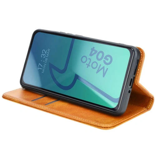 Etui z klapką Bizon Case Pocket Pro do Motorola Moto G04 / G24 brązowe