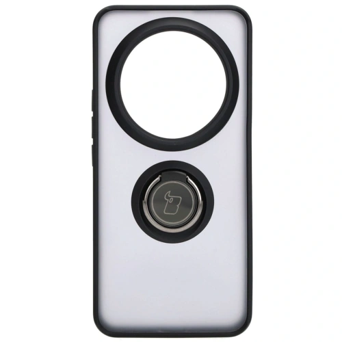 Etui z uchwytem na palec Bizon Case Hybrid Ring do Xiaomi 14 Ultra przydymione z czarną ramką