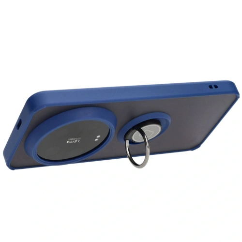 Etui z uchwytem na palec Bizon Case Hybrid Ring do Xiaomi 14 Ultra przydymione z granatową ramką