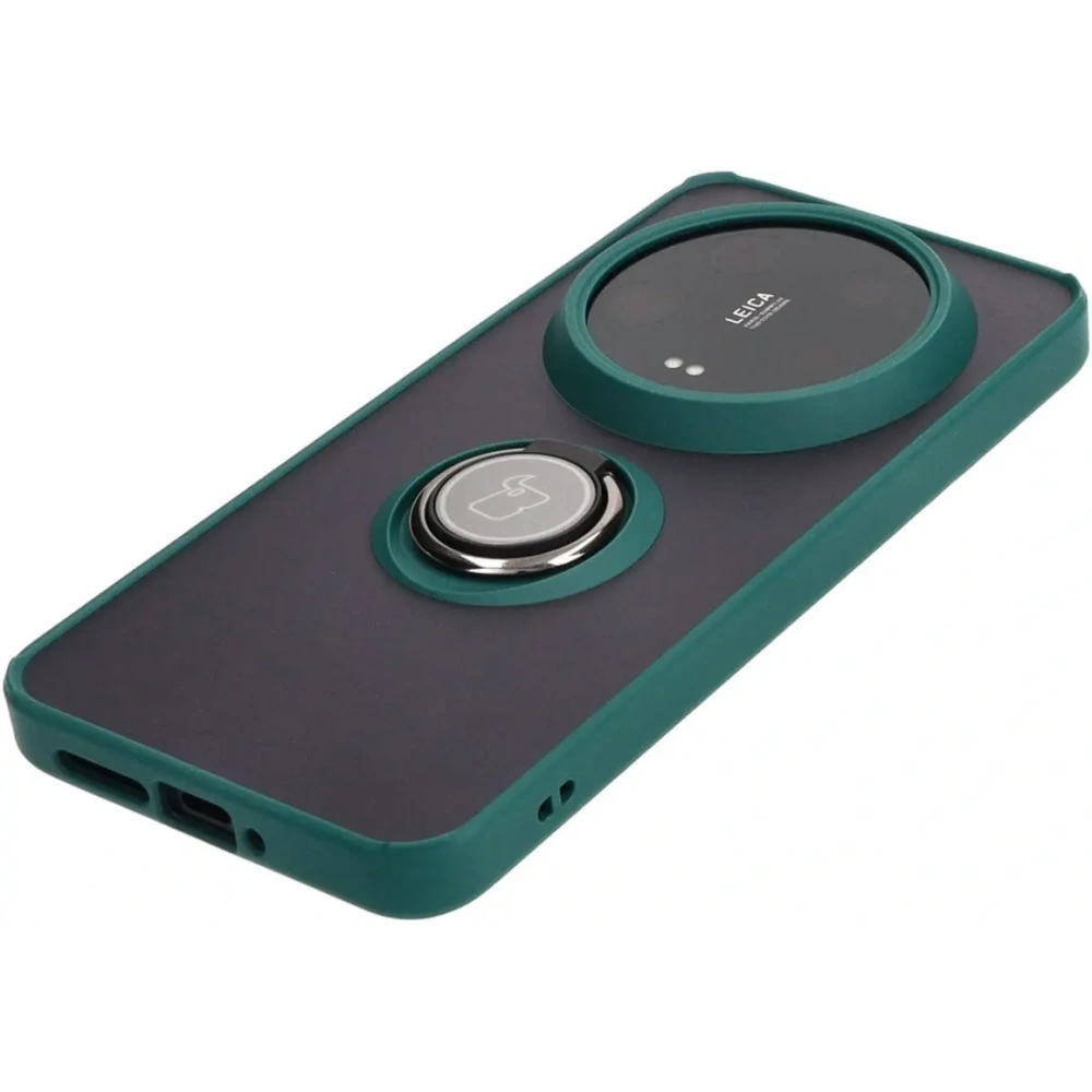 Hurtownia GSM - Bizon Case Hybrid Ring Xiaomi 14 Ultra fumurie cu un cadru verde închis - BIZ4818 - {ean13} - Hurt