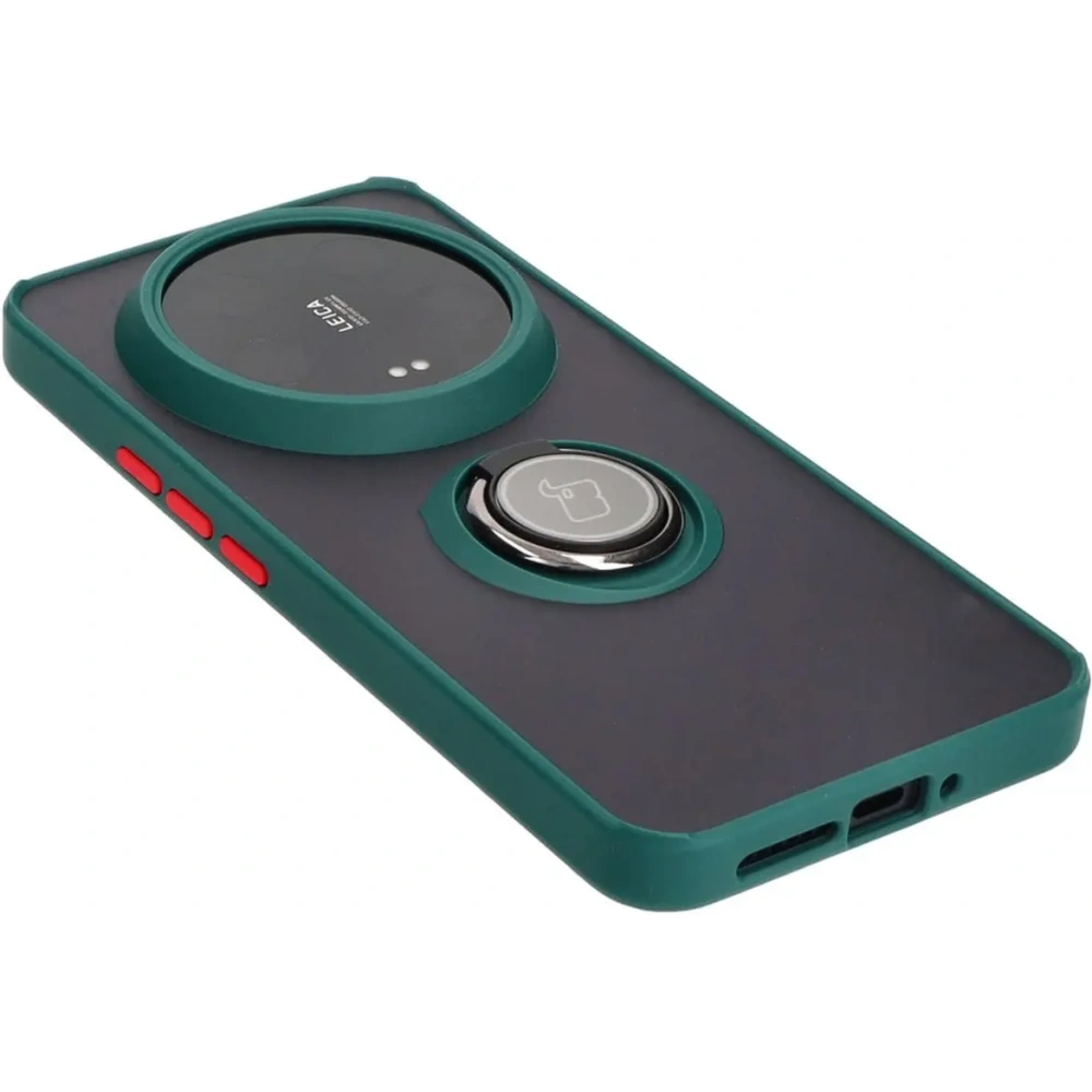 Hurtownia GSM - Bizon Case Hybrid Ring Xiaomi 14 Ultra fumurie cu un cadru verde închis - BIZ4818 - {ean13} - Hurt