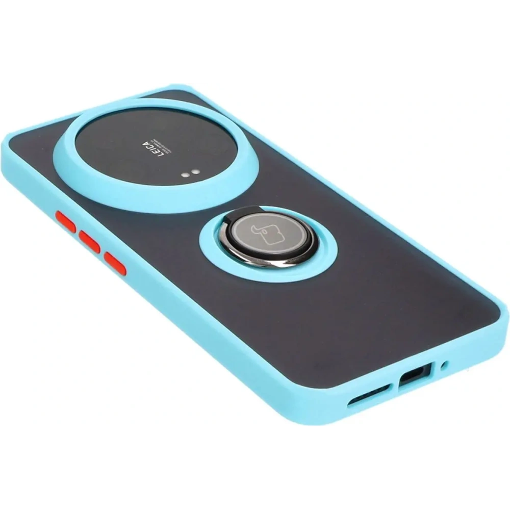 Hurtownia GSM - Caz Bizon Ring Hibrid Xiaomi 14 Ultra fumuriu cu un cadru albastru deschis - BIZ5391 - {ean13} - Hurt
