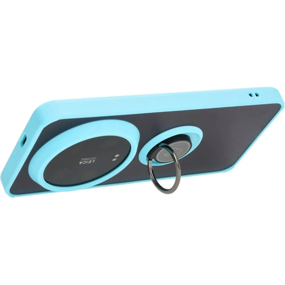 Hurtownia GSM - Caz Bizon Ring Hibrid Xiaomi 14 Ultra fumuriu cu un cadru albastru deschis - BIZ5391 - {ean13} - Hurt
