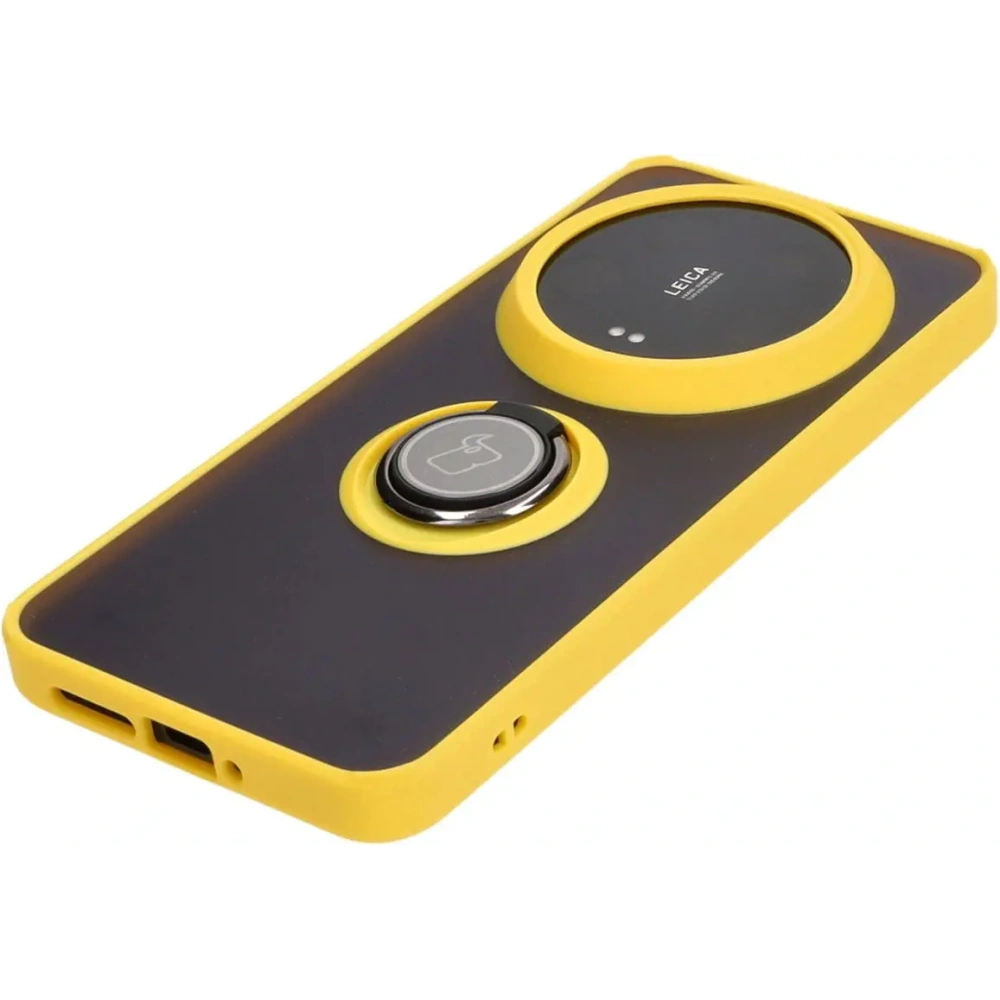 Hurtownia GSM - Bizon Case Hybrid Ring Xiaomi 14 Ultra fumuriu cu un cadru galben - BIZ4821 - {ean13} - Hurt