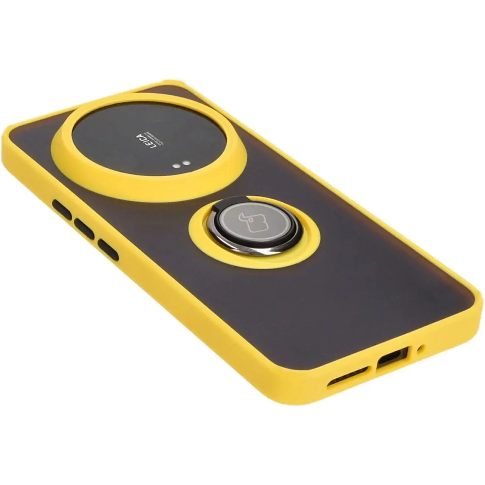 Hurtownia GSM - Bizon Case Hybrid Ring Xiaomi 14 Ultra fumuriu cu un cadru galben - BIZ4821 - {ean13} - Hurt
