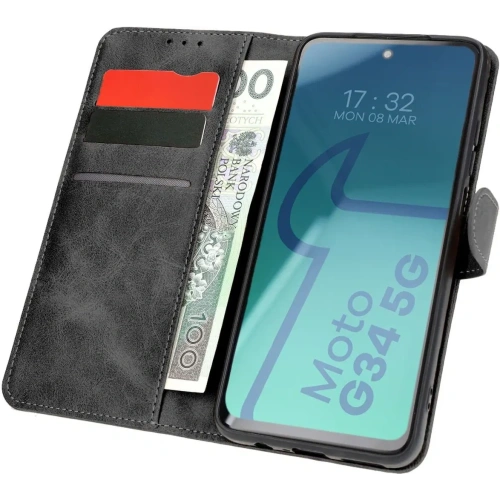 Etui z klapką Bizon Case Pocket do Motorola Moto G34 5G czarne