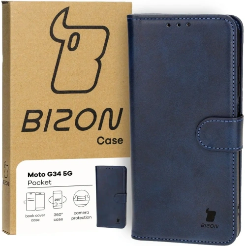 Etui z klapką Bizon Case Pocket do Motorola Moto G34 5G granatowe