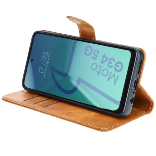 Etui z klapką Bizon Case Pocket do Motorola Moto G34 5G brązowe