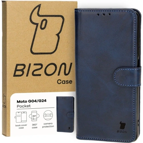 Etui z klapką Bizon Case Pocket do Motorola Moto G04 / G24 granatowe