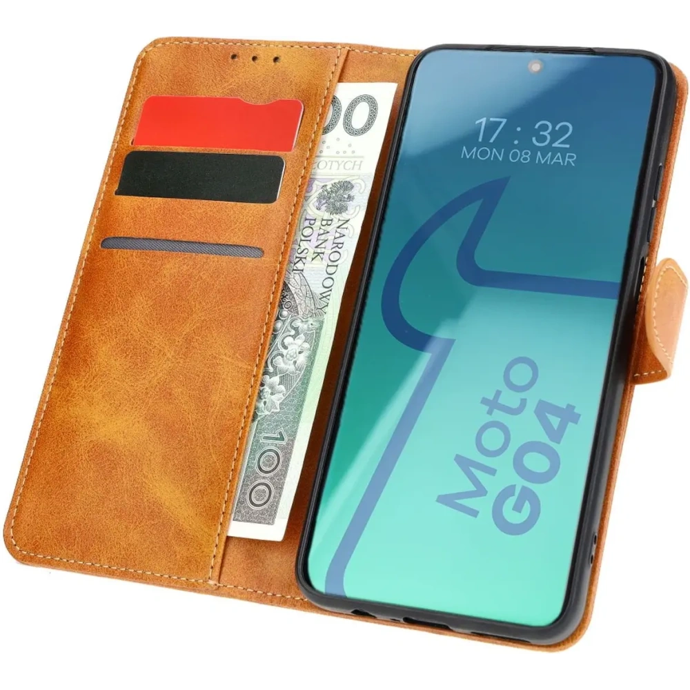 Hurtownia GSM - Etui z klapką Bizon Case Pocket do Motorola Moto G04 / G24 brązowe - BIZ5406 - {ean13} - Hurt