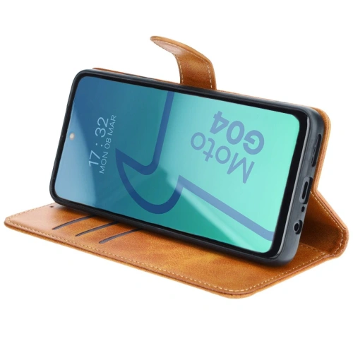 Etui z klapką Bizon Case Pocket do Motorola Moto G04 / G24 brązowe