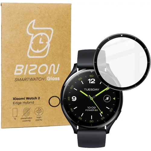 Szkło hybrydowe Bizon Glass Watch Edge Hybrid do Xiaomi Watch 2 czarne