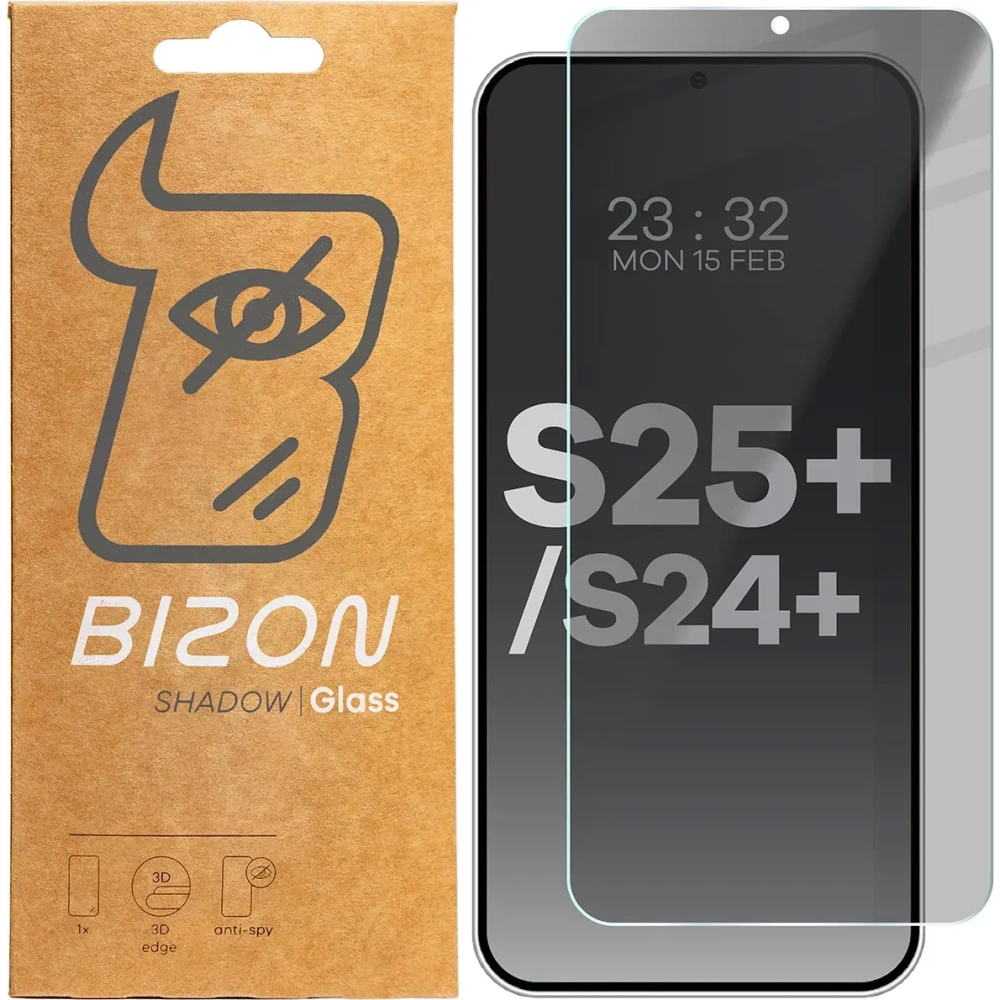 Hurtownia GSM - Prywatyzující tvrzené sklo Bizon Glass Clear Shadow do Samsung Galaxy S25 Plus / S24 Plus ztmavené - BIZ5446 - {ean13} - Hurt
