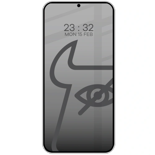 Prywatyzujące szkło hartowane Bizon Glass Edge Shadow do Samsung Galaxy S25 Plus / S24 Plus przyciemniane z czarną ramką