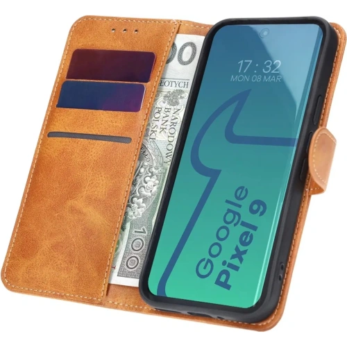 Etui z klapką Bizon Case Pocket do Google Pixel 9 / 9 Pro brązowe