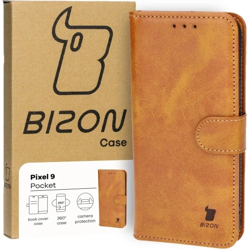 Etui z klapką Bizon Case Pocket do Google Pixel 9 / 9 Pro brązowe