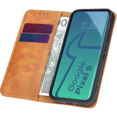 Etui z klapką Bizon Case Pocket Pro do Google Pixel 9 / 9 Pro brązowe