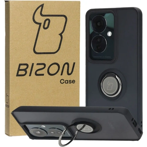 Etui z uchwytem na palec Bizon Case Hybrid Ring do Oppo Reno11 F 5G przydymione z czarną ramką