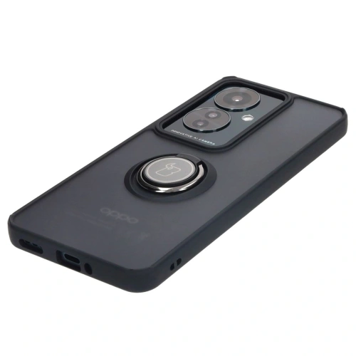 Etui z uchwytem na palec Bizon Case Hybrid Ring do Oppo Reno11 F 5G przydymione z czarną ramką