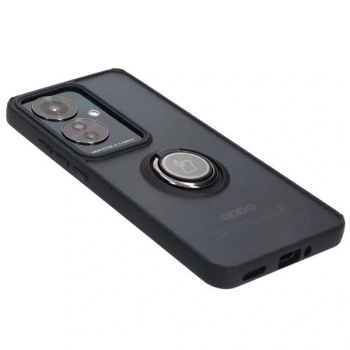 Etui z uchwytem na palec Bizon Case Hybrid Ring do Oppo Reno11 F 5G przydymione z czarną ramką