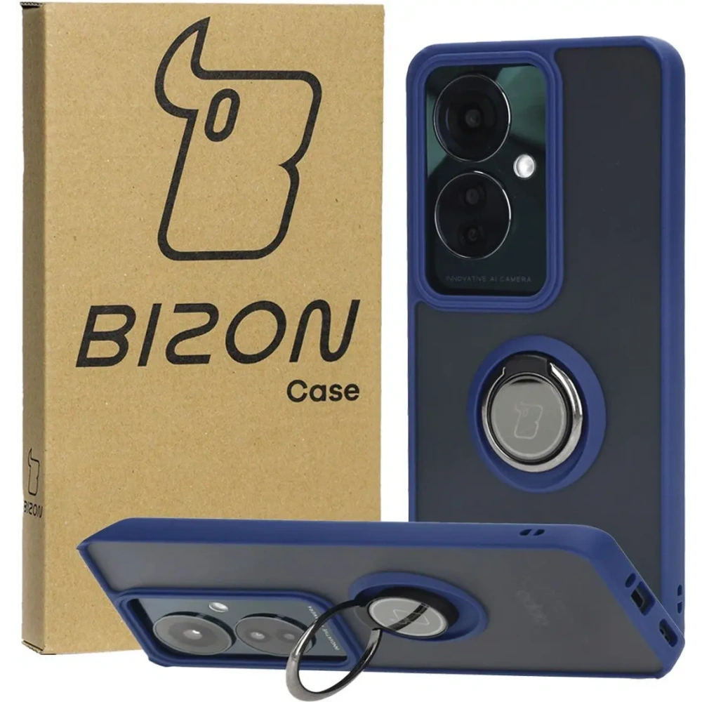 Hurtownia GSM - Bizon Case Hybrid Gyűrű Oppo Reno11 F 5G füstös, tengerészkék kerettel - BIZ4898 - {ean13} - Hurt