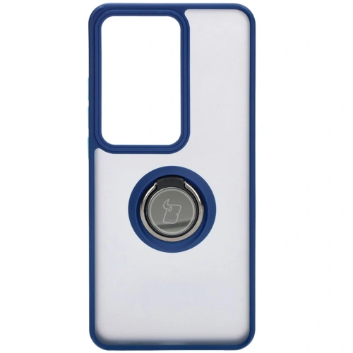 Etui z uchwytem na palec Bizon Case Hybrid Ring do Oppo Reno11 F 5G przydymione z granatową ramką