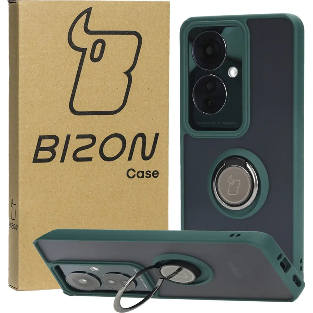 Hurtownia GSM - Bizon Case Hybrid Ring Oppo Reno11 F 5G rauchig mit einem dunkelgrünen Rahmen - BIZ4899 - {ean13} - Hurt