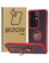 Bizon Case Hybrid Ring Oppo Reno11 F 5G rauchig mit rotem Rahmen