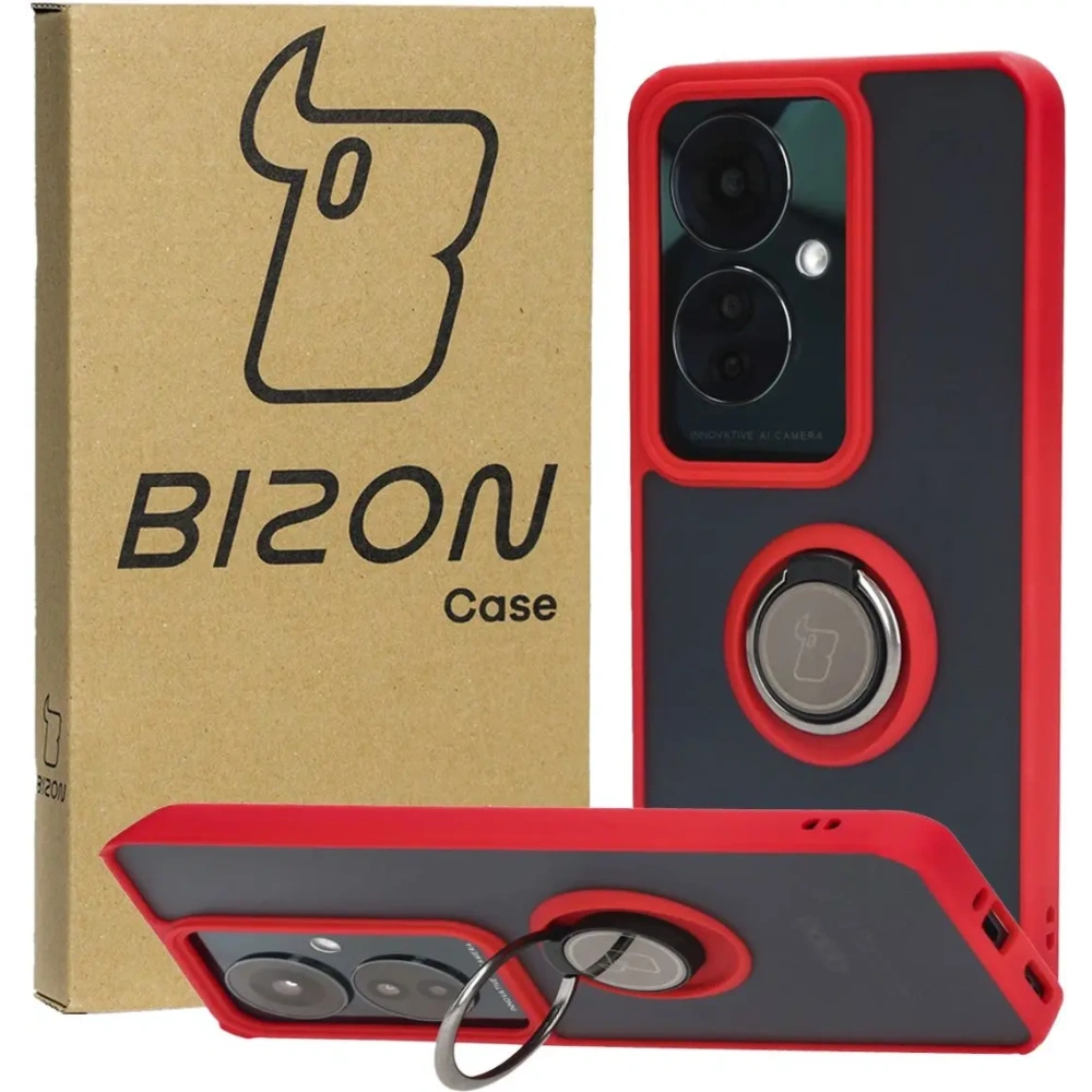 Hurtownia GSM - Bizon Case Hybrid Gyűrű Oppo Reno11 F 5G füstös piros kerettel - BIZ5471 - {ean13} - Hurt