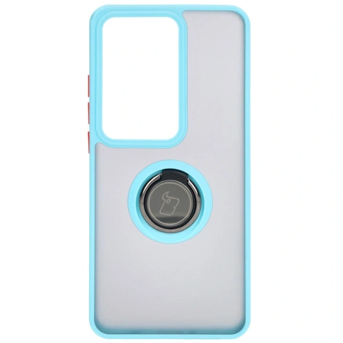 Etui z uchwytem na palec Bizon Case Hybrid Ring do Oppo Reno11 F 5G przydymione z jasnoniebieską ramką