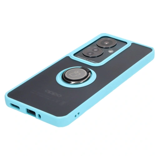 Etui z uchwytem na palec Bizon Case Hybrid Ring do Oppo Reno11 F 5G przydymione z jasnoniebieską ramką