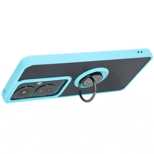 Etui z uchwytem na palec Bizon Case Hybrid Ring do Oppo Reno11 F 5G przydymione z jasnoniebieską ramką