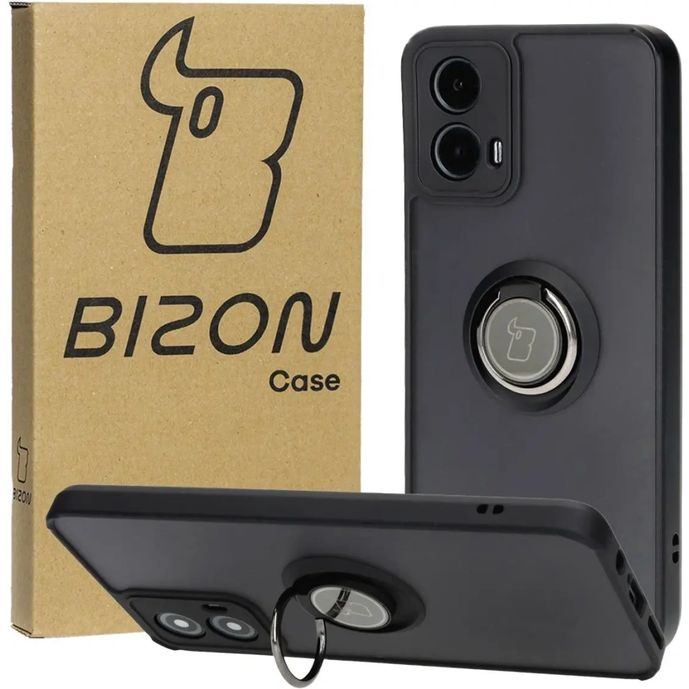 Hurtownia GSM - Bizon Case Hybrid Ring Motorola Moto G34 5G füstös fekete kerettel - BIZ4903 - {ean13} - Hurt