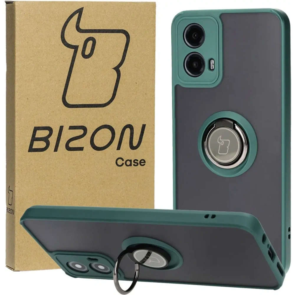 Hurtownia GSM - Bizon Case Hybrid Ring Motorola Moto G34 5G füstös sötétzöld kerettel - BIZ4905 - {ean13} - Hurt