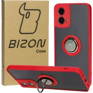 Hurtownia GSM - Etui z uchwytem na palec Bizon Case Hybrid Ring do Motorola Moto G34 5G przydymione z czerwoną ramką - BIZ4906 - {ean13} - Hurt