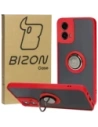 Bizon Case Hybrid Ring Motorola Moto G34 5G füstös piros kerettel