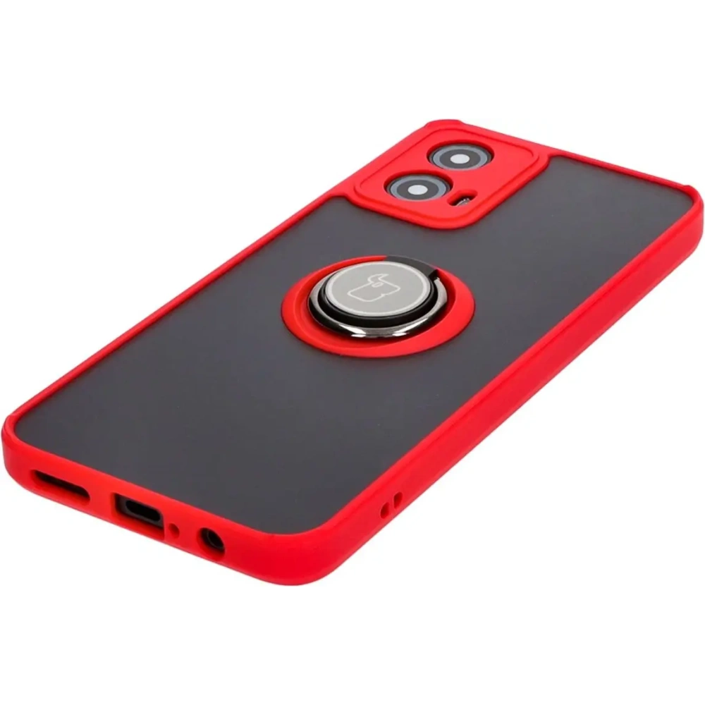 Hurtownia GSM - Etui z uchwytem na palec Bizon Case Hybrid Ring do Motorola Moto G34 5G przydymione z czerwoną ramką - BIZ4906 - {ean13} - Hurt