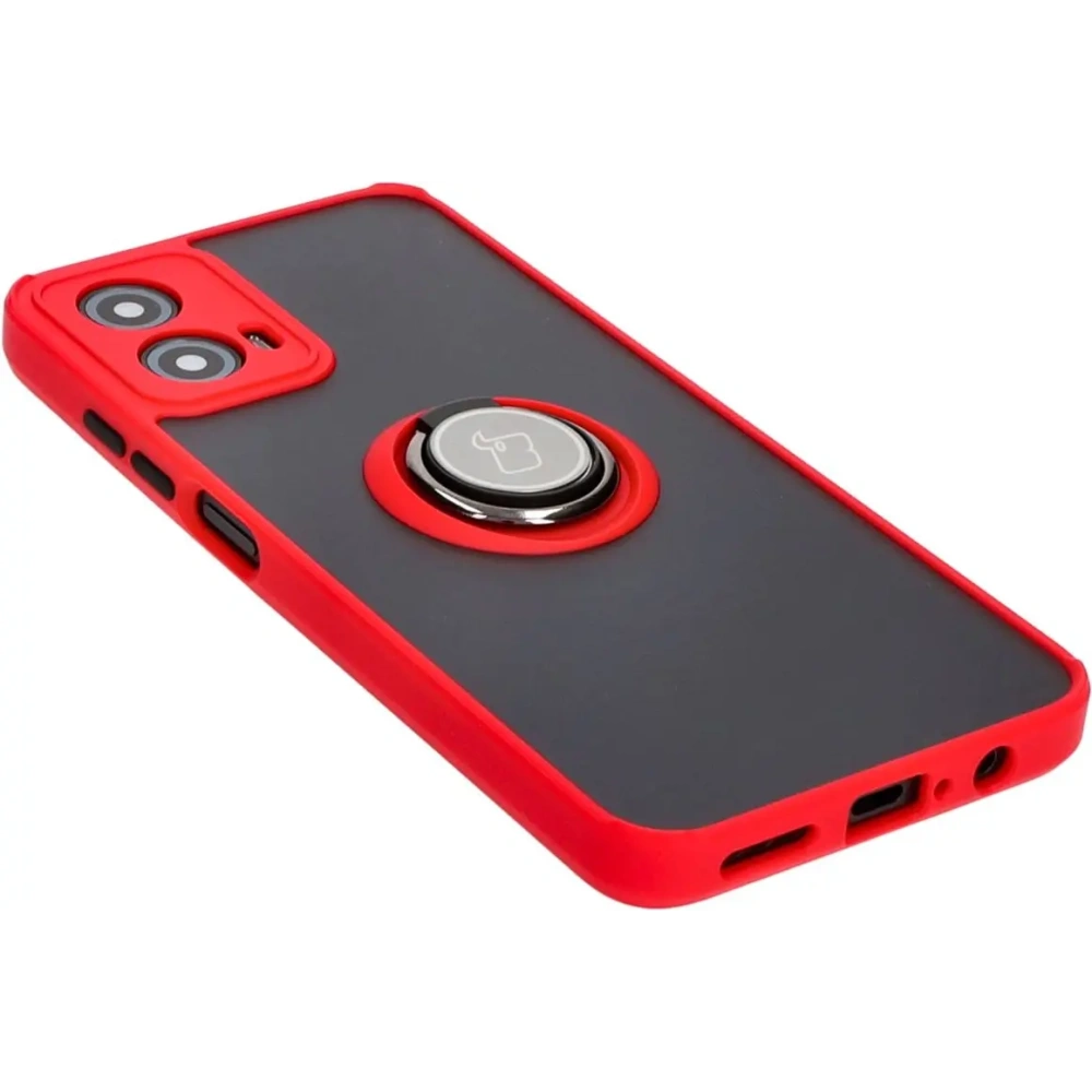 Hurtownia GSM - Etui z uchwytem na palec Bizon Case Hybrid Ring do Motorola Moto G34 5G przydymione z czerwoną ramką - BIZ4906 - {ean13} - Hurt