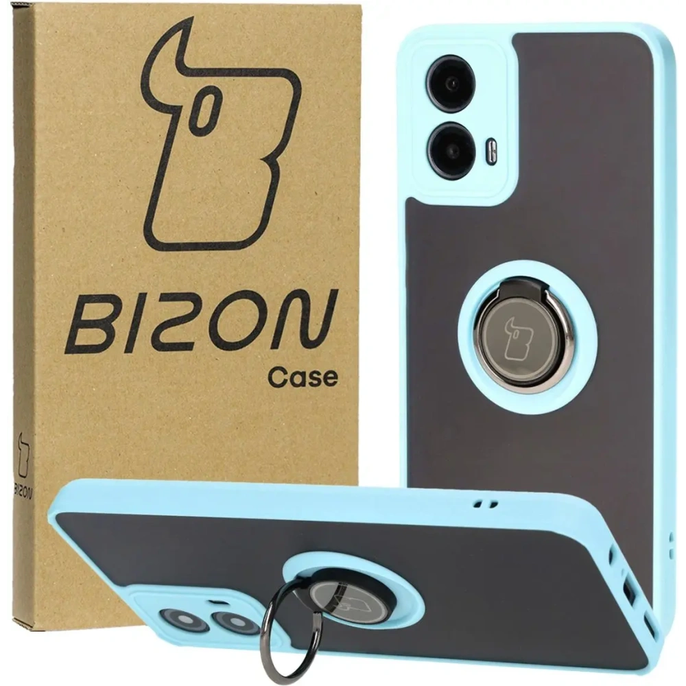 Hurtownia GSM - Bizon Case Hybrid Ring Motorola Moto G34 5G rauchig mit einem hellblauen Rahmen - BIZ4907 - {ean13} - Hurt