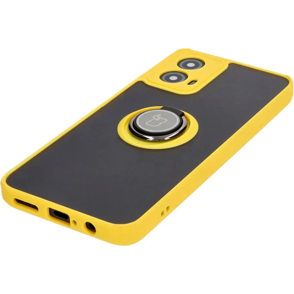 Wholesale Bizon Case Hybrid Ring Motorola Moto G34 5G smoky with a yellow frame - BIZ4908 - {ean13} - Hurt